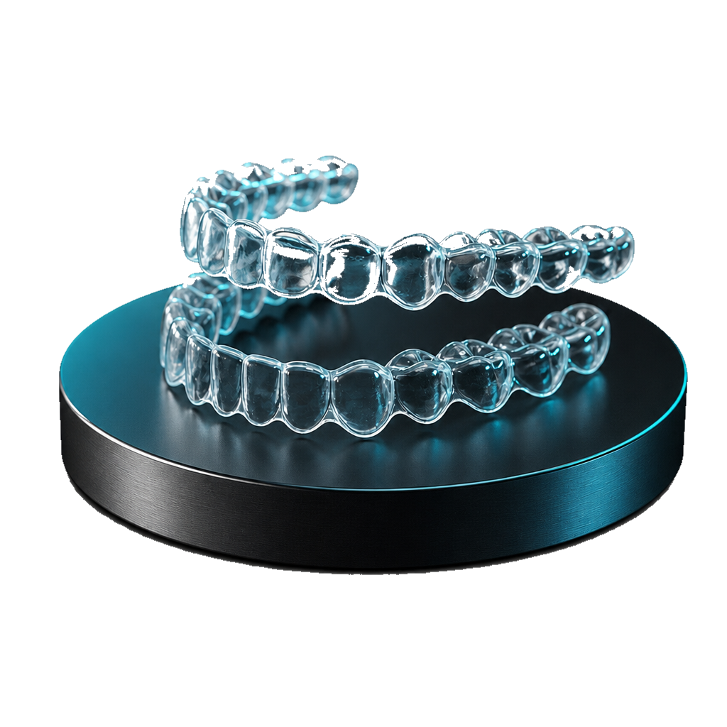 3D clear aligners on a pedestal